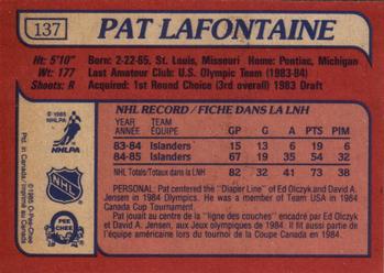 1985-86 O-Pee-Chee #137 Pat LaFontaine Back