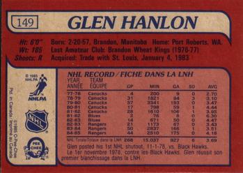 1985-86 O-Pee-Chee #149 Glen Hanlon Back