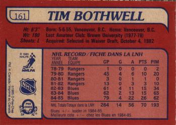 1985-86 O-Pee-Chee #161 Tim Bothwell Back
