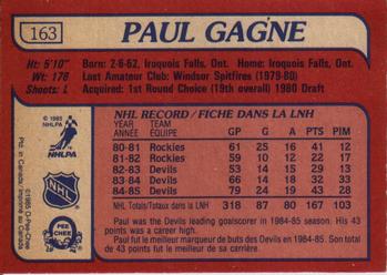 1985-86 O-Pee-Chee #163 Paul Gagne Back