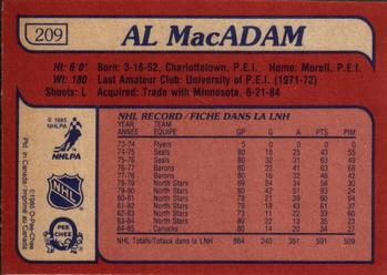 1985-86 O-Pee-Chee #209 Al MacAdam Back