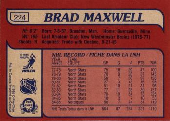 1985-86 O-Pee-Chee #224 Brad Maxwell Back