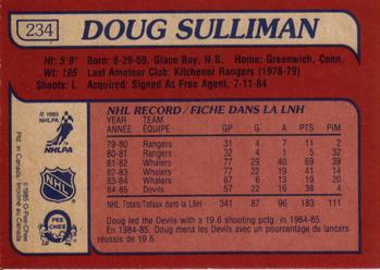 1985-86 O-Pee-Chee #234 Doug Sulliman Back