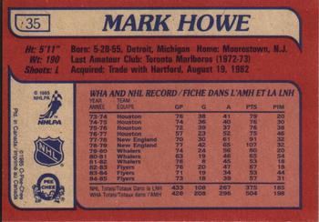 1985-86 O-Pee-Chee #35 Mark Howe Back