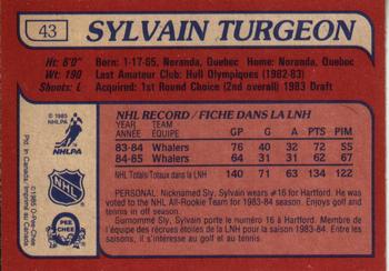 1985-86 O-Pee-Chee #43 Sylvain Turgeon Back