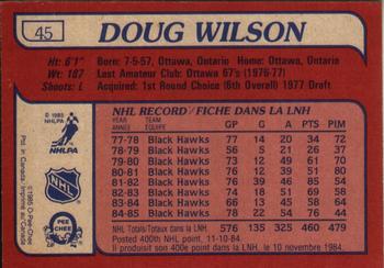 1985-86 O-Pee-Chee #45 Doug Wilson Back