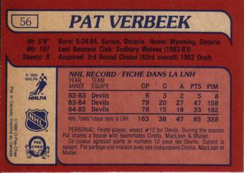 1985-86 O-Pee-Chee #56 Pat Verbeek Back