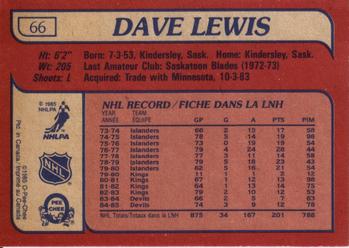 1985-86 O-Pee-Chee #66 Dave Lewis Back
