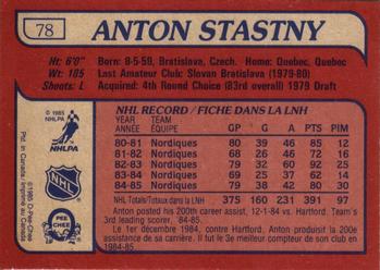 1985-86 O-Pee-Chee #78 Anton Stastny Back