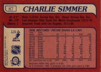 1985-86 O-Pee-Chee #87 Charlie Simmer Back