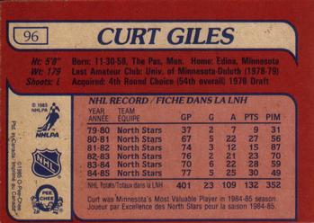 1985-86 O-Pee-Chee #96 Curt Giles Back