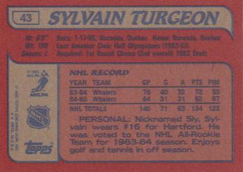 1985-86 Topps #43 Sylvain Turgeon Back
