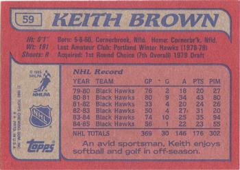 1985-86 Topps #59 Keith Brown Back