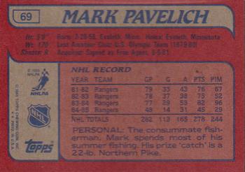 1985-86 Topps #69 Mark Pavelich Back