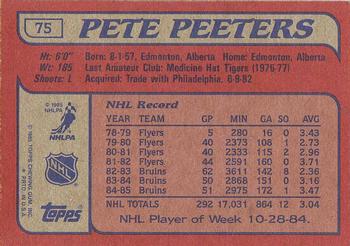 1985-86 Topps #75 Pete Peeters Back
