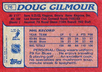 1985-86 Topps #76 Doug Gilmour Back
