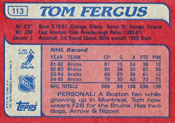 1985-86 Topps #113 Tom Fergus Back