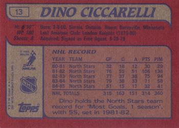 1985-86 Topps #13 Dino Ciccarelli Back