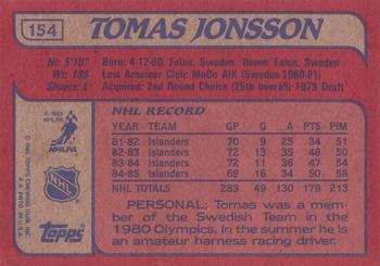1985-86 Topps #154 Tomas Jonsson Back