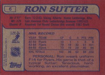1985-86 Topps #6 Ron Sutter Back