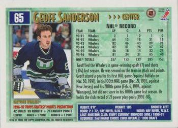 1996-97 Topps NHL Picks - O-Pee-Chee #65 Geoff Sanderson Back