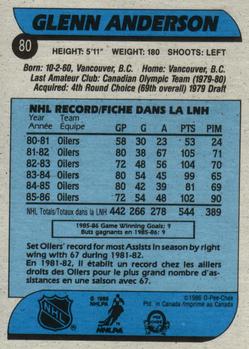 1986-87 O-Pee-Chee #80 Glenn Anderson Back