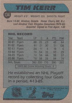1986-87 Topps #134 Tim Kerr Back