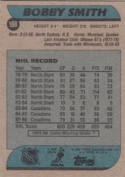 1986-87 Topps #188 Bobby Smith Back