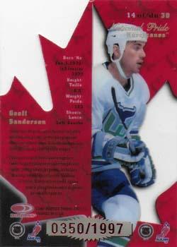 1997-98 Donruss Canadian Ice - National Pride #14 Geoff Sanderson Back