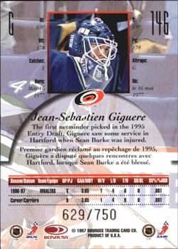 1997-98 Donruss Canadian Ice - Provincial Series #146 Jean-Sebastien Giguere Back