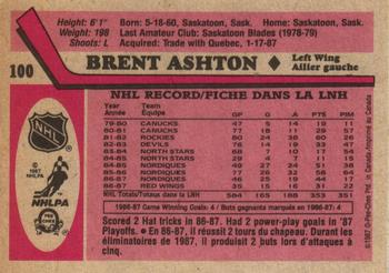 1987-88 O-Pee-Chee #100 Brent Ashton Back