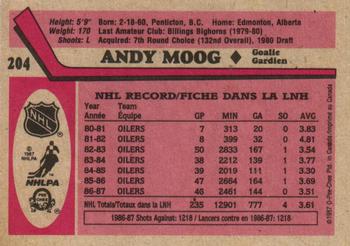 1987-88 O-Pee-Chee #204 Andy Moog Back