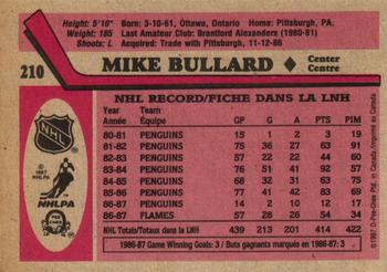 1987-88 O-Pee-Chee #210 Mike Bullard Back