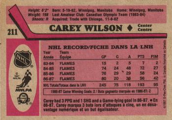 1987-88 O-Pee-Chee #211 Carey Wilson Back