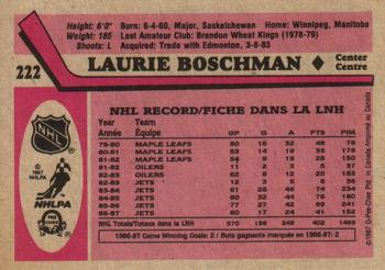 1987-88 O-Pee-Chee #222 Laurie Boschman Back