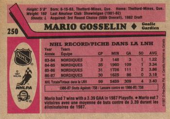 1987-88 O-Pee-Chee #250 Mario Gosselin Back