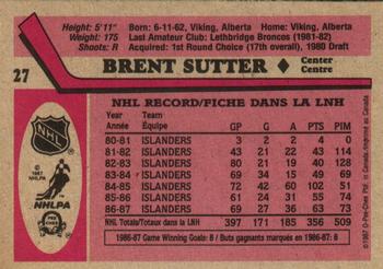 1987-88 O-Pee-Chee #27 Brent Sutter Back