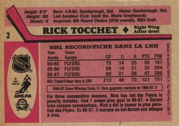 1987-88 O-Pee-Chee #2 Rick Tocchet Back