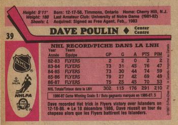 1987-88 O-Pee-Chee #39 Dave Poulin Back