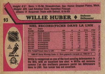 1987-88 O-Pee-Chee #93 Willie Huber Back