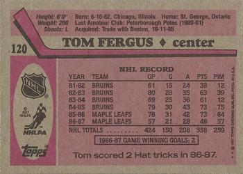 1987-88 Topps #120 Tom Fergus Back