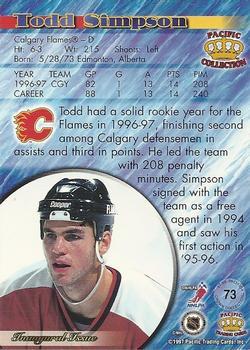 1997-98 Pacific Crown Collection - Copper #73 Todd Simpson Back