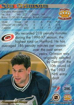 1997-98 Pacific Crown Collection - Emerald Green #296 Stu Grimson Back