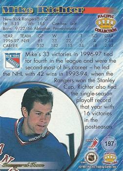 1997-98 Pacific Crown Collection - Ice Blue #197 Mike Richter Back