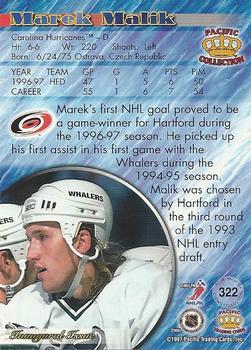 1997-98 Pacific Crown Collection - Ice Blue #322 Marek Malik Back