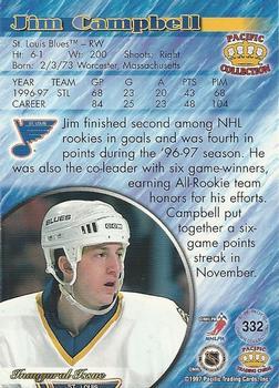 1997-98 Pacific Crown Collection - Ice Blue #332 Jim Campbell Back