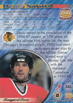 1997-98 Pacific Crown Collection - Silver #343 Denis Savard Back