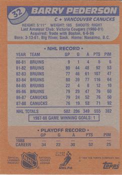 1988-89 Topps #32 Barry Pederson Back