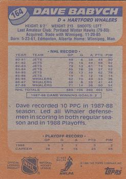 1988-89 Topps #164 Dave Babych Back