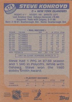 1988-89 Topps #171 Steve Konroyd Back